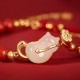 18K Gold Plated Hetian Jade Ruyi Cat Luck Set 18K Gold Plated Hetian Jade Ruyi Cat Luck Set