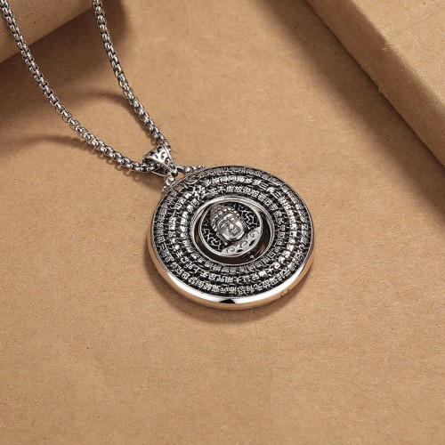 Heart Sutra Buddha Peace Buckle Serenity Necklace Heart Sutra Buddha Peace Buckle Serenity Necklace