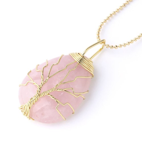 Natural Quartz Crystal Tree of Life Healing Necklace Pendant Natural Quartz Crystal Tree of Life Healing Necklace Pendant