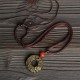 Gold Sheen Obsidian Pixiu Copper Coin Wealth Necklace Pendant