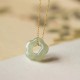 Hetian Jade Cyan Jade Floral Charm Necklace Pendant