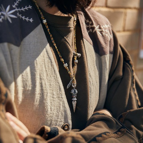 Tibetan Silver Dorje Vajra Lotus Strength Necklace Tibetan Silver Dorje Vajra Lotus Strength Necklace