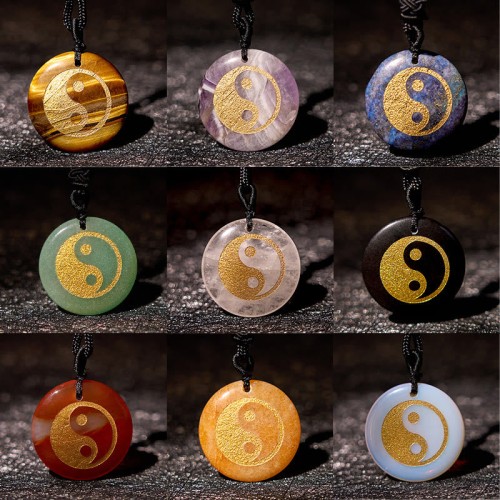 Amethyst Tiger Eye Green Aventurine Yin Yang Necklace Amethyst Tiger Eye Green Aventurine Yin Yang Necklace