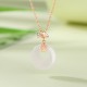925 Silver Ginkgo Leaf Chalcedony Fu Character Necklace 925 Silver Ginkgo Leaf Chalcedony Fu Character Necklace