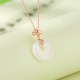 925 Silver Ginkgo Leaf Chalcedony Fu Character Necklace 925 Silver Ginkgo Leaf Chalcedony Fu Character Necklace