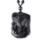 Black Obsidian Elephant Protection Key Chain Necklace Pendant