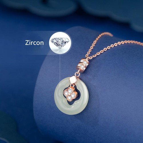 Hetian Jade Four Leaf Clover Zircon Pendant Gift Box Hetian Jade Four Leaf Clover Zircon Pendant Gift Box