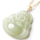 Sterling Silver Laughing Buddha Cyan Jade Success Necklace