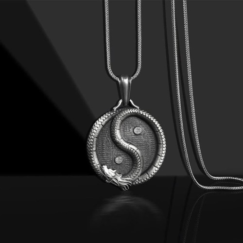 Pure Tin Yin Yang Dragon Necklace Pendant Pure Tin Yin Yang Dragon Necklace Pendant