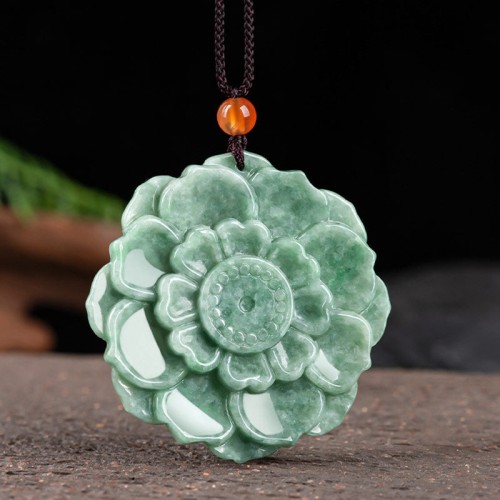 Lotus Jade Luck Prosperity Necklace Pendant
