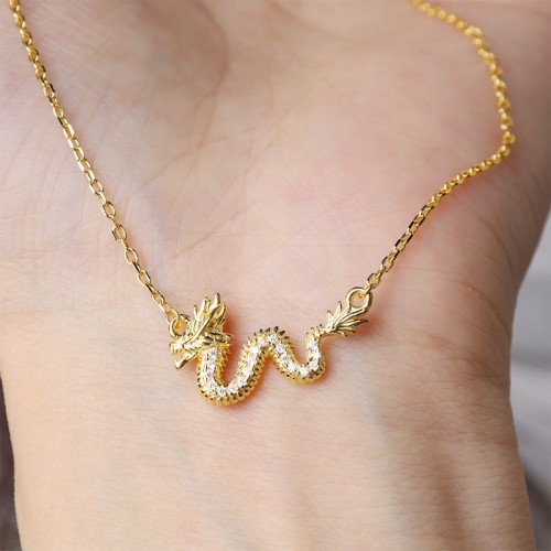 Golden Dragon Year Luck Chain Necklace Pendant Golden Dragon Year Luck Chain Necklace Pendant