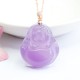 Laughing Buddha Purple Jade Happiness Necklace