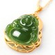 925 Sterling Silver Jade Laughing Buddha Necklace
