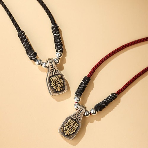Tibetan 925 Sterling Silver Zakiram Goddess of Wealth Protection Necklace