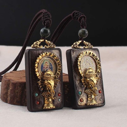 Ebony Wood Elephant God Fortune Necklace Ebony Wood Elephant God Fortune Necklace