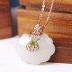 Sterling Silver White Jade Blessing Necklace Pendant Sterling Silver White Jade Blessing Necklace Pendant