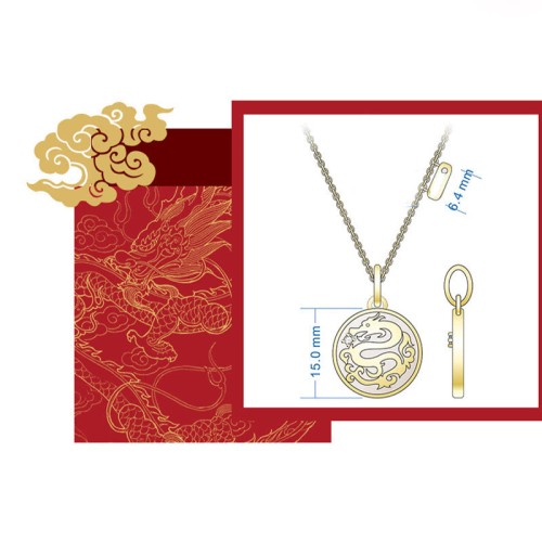 925 Sterling Silver Tridacna Stone Year of the Dragon Necklace 925 Sterling Silver Tridacna Stone Year of the Dragon Necklace