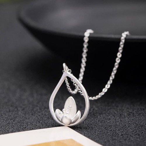 Sterling Silver Lotus Flower Enlightenment Necklace Sterling Silver Lotus Flower Enlightenment Necklace