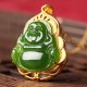 925 Sterling Silver Jade Laughing Buddha Necklace