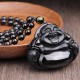 Laughing Buddha Black Obsidian Transformation Necklace