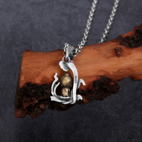 Sterling Silver Zen Buddha Compassion Necklace Pendant