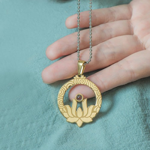 Lotus Titanium Steel Enlightenment Necklace Pendant