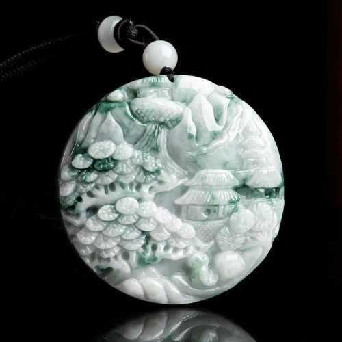 Mountain Landscape Jade Abundance Necklace