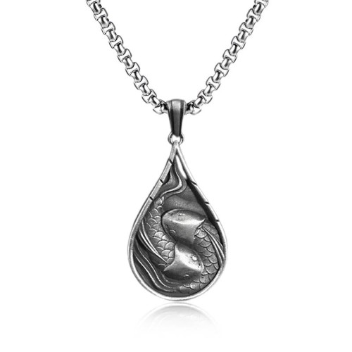 Double Koi Fish Pure Tin Luck Necklace Double Koi Fish Pure Tin Luck Necklace