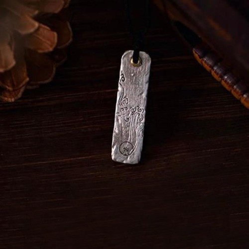 Chinese Character Copper Coin Wealth Necklace Pendant