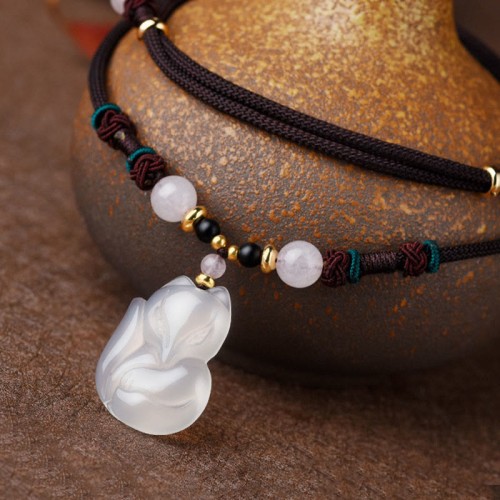 Chalcedony Fox Crystal Harmony Necklace Chalcedony Fox Crystal Harmony Necklace