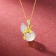 Cyan Jade Gourd Lotus Leaf Abundance Necklace Cyan Jade Gourd Lotus Leaf Abundance Necklace