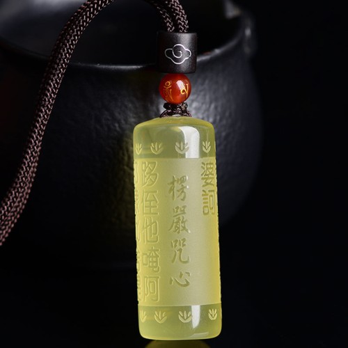 Citrine Heart Sutra Happiness Necklace Pendant Citrine Heart Sutra Happiness Necklace Pendant