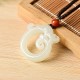 White Jade Cyan Jade Dragon Protection Necklace
