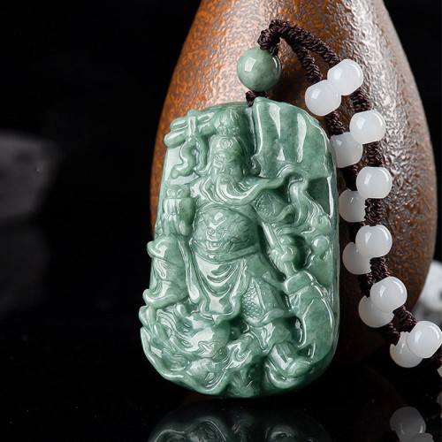 Natural Jade Guan Gong Wealth Amulet Necklace Natural Jade Guan Gong Wealth Amulet Necklace
