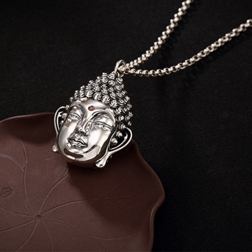 925 Sterling Silver Buddha Head Compassion Necklace 925 Sterling Silver Buddha Head Compassion Necklace