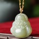 Sterling Silver Laughing Buddha Cyan Jade Success Necklace