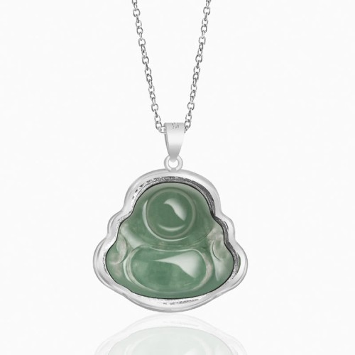 925 Silver Laughing Buddha Jade Luck Necklace 925 Silver Laughing Buddha Jade Luck Necklace