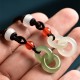 Natural Hetian Cyan Jade White Jade Double Peace Necklace