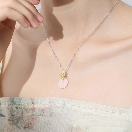 925 Silver Chalcedony Twelve Months Flower Harmony Pendant 925 Silver Chalcedony Twelve Months Flower Harmony Pendant