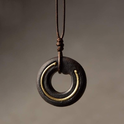 Zen Circle Ebony Wood Calm Necklace Pendant Zen Circle Ebony Wood Calm Necklace Pendant
