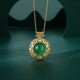 925 Silver Green Chalcedony Hetian Jade Strength Necklace 925 Silver Green Chalcedony Hetian Jade Strength Necklace