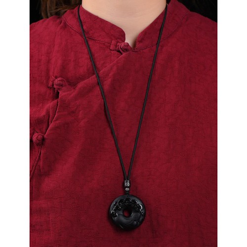 Black Obsidian Peace Buckle Strength Necklace Pendant Black Obsidian Peace Buckle Strength Necklace Pendant