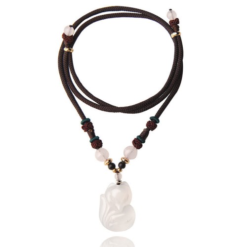 Chalcedony Fox Crystal Harmony Necklace Chalcedony Fox Crystal Harmony Necklace