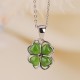 925 Silver Hetian Jade Four Leaf Clover Necklace 925 Silver Hetian Jade Four Leaf Clover Necklace