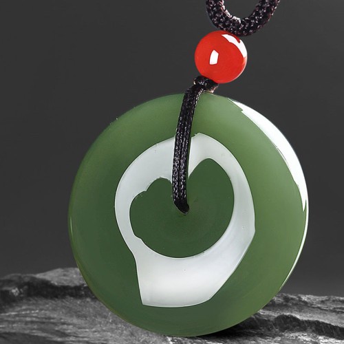 Round Jade Peace Buckle Prosperity String Necklace