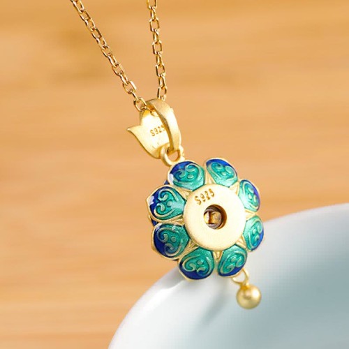 925 Silver Tibet Lotus Prayer Wheel Red Agate Necklace 925 Silver Tibet Lotus Prayer Wheel Red Agate Necklace
