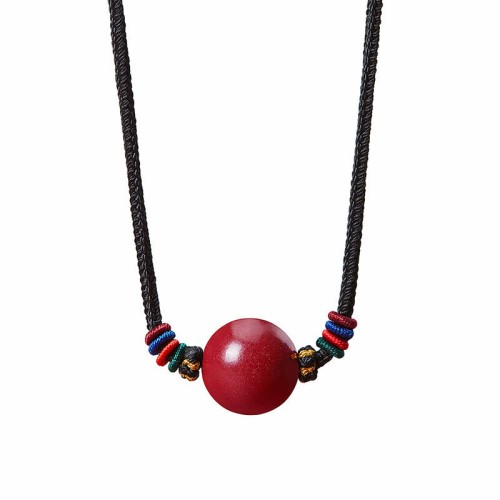 Cinnabar Bead Blessing Necklace Pendant Cinnabar Bead Blessing Necklace Pendant
