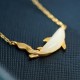 925 Silver White Jade Dolphin Luck Necklace