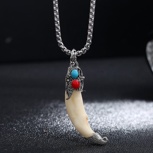 Titanium Steel Imitation Wolf Tooth Balance Necklace Titanium Steel Imitation Wolf Tooth Balance Necklace