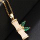 18K Gold Plated Chalcedony Bamboo Rhinestone Necklace 18K Gold Plated Chalcedony Bamboo Rhinestone Necklace